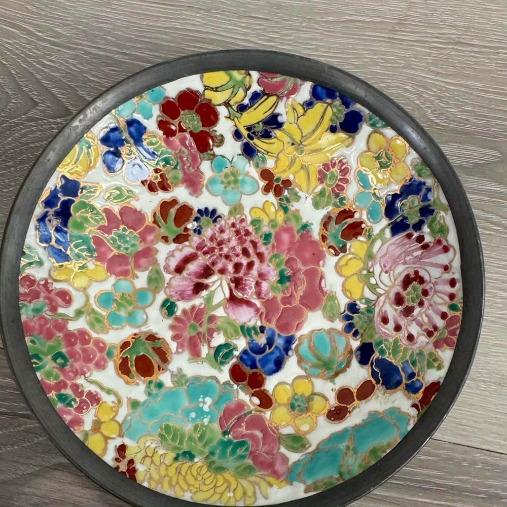 Vintage ACF porcelain metal trinket dish